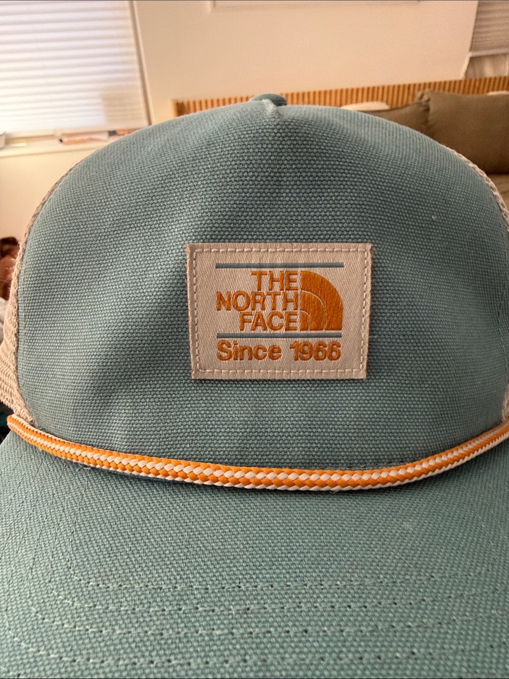 The North Face Teal and Cream Rope-Detail Trucker Cap